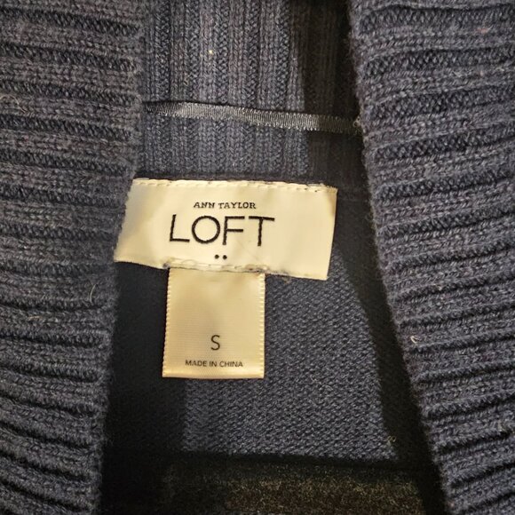 Loft navy open front cardigan. Size S - Picture 3 of 4